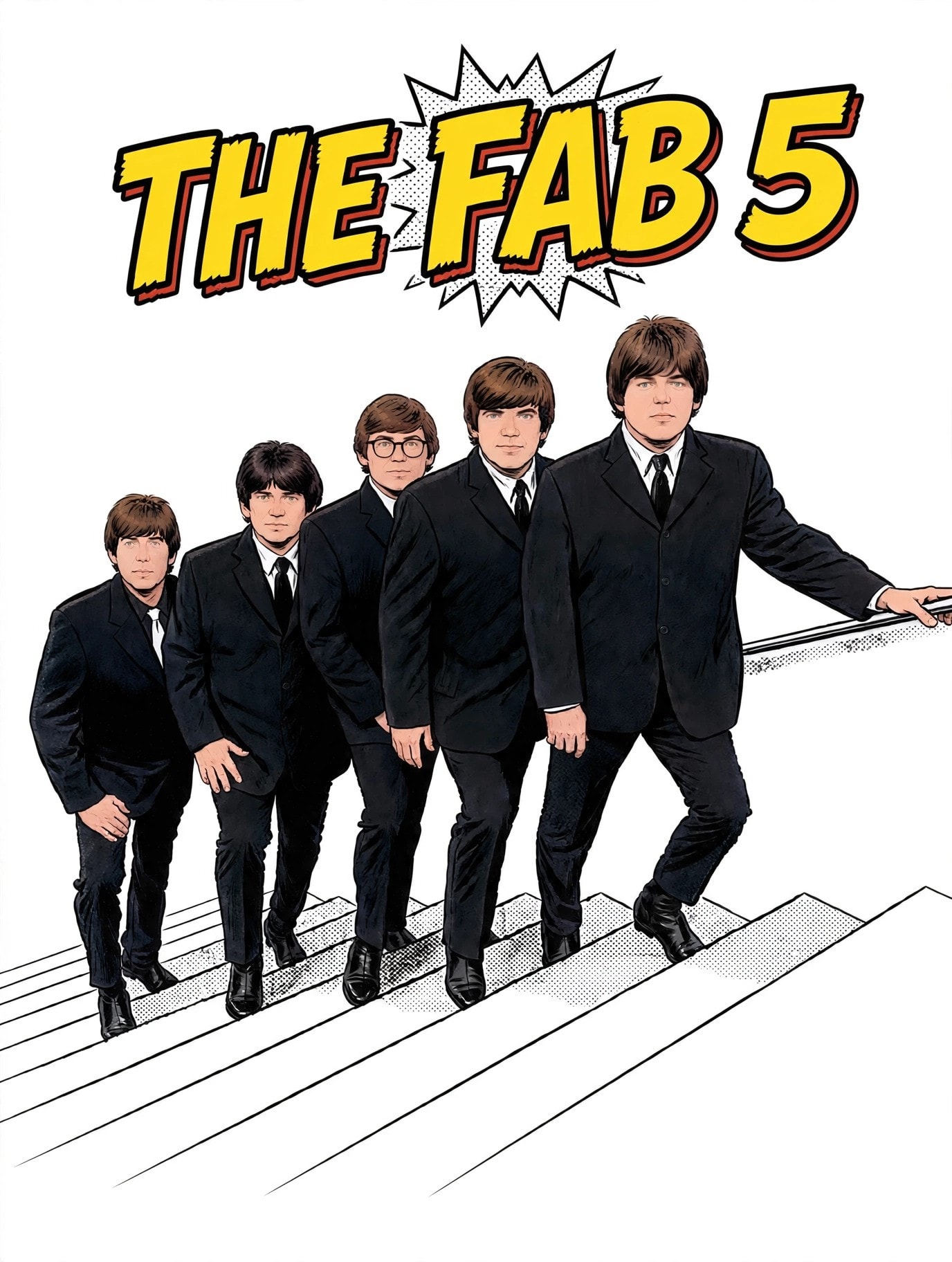 The Fab 5 comic book style illustration