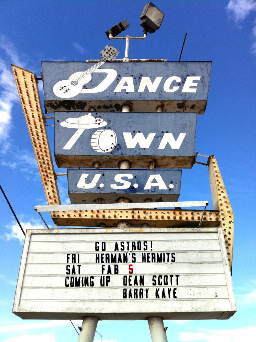 Dance Town USA vintage neon sign with Fab 5 on the marquee